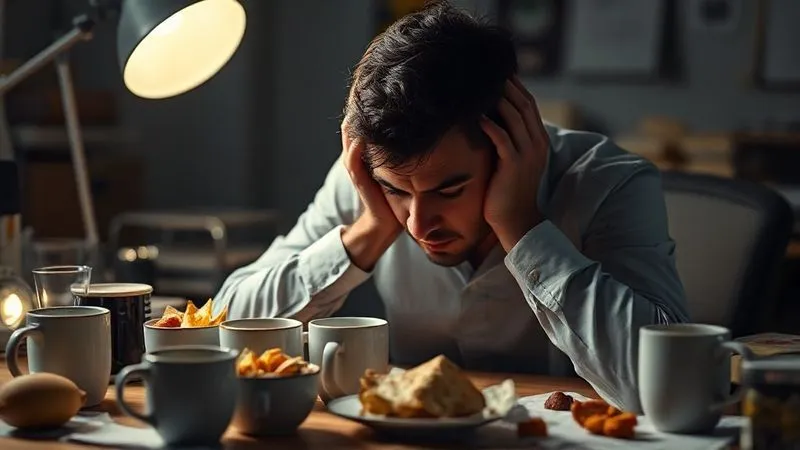 Photorealistic image, 8K, cinematic lighting, sharp focus, depth of field, shot on a high-end DSLR, of a person looking exhausted and overwhelmed at a desk cluttered with empty coffee cups and half-eaten snacks, symbolizing the caffeine crash and mental fog. The lighting is dim and heavy, highlighting the fatigue and mental strain. The person's head is in their hands, conveying a sense of defeat and lack of focus.<h2>A Base da Energia Sustentável: Nutrição Inteligente e Hidratação</h2><p>Para desfrutar de energia natural e foco sem o auxílio da cafeína, precisamos construir uma base sólida, e essa base começa com o que colocamos em nosso corpo. A nutrição inteligente e a hidratação são os pilares.</p><h3>Macronutrientes Essenciais</h3><p>Seu corpo precisa de um suprimento constante e equilibrado de macronutrientes para energia. Carboidratos complexos (como aveia, batata doce, grãos integrais) liberam glicose lentamente, garantindo um fluxo constante de energia. Proteínas magras (frango, peixe, leguminosas) são essenciais para a reparação e construção de tecidos, além de promoverem saciedade e estabilizarem o açúcar no sangue. Gorduras saudáveis (abacate, nozes, azeite de oliva) são uma fonte densa de energia e cruciais para a função cerebral.</p><h3>O Poder dos Micronutrientes</h3><p>Vitaminas e minerais desempenham papéis vitais na produção de energia a nível celular. As vitaminas do complexo B são particularmente importantes, pois atuam como coenzimas em reações metabólicas que convertem alimentos em energia. O magnésio, muitas vezes deficiente na dieta moderna, é fundamental para mais de 300 reações enzimáticas, incluindo a produção de ATP (a moeda de energia do corpo). Ferro, zinco e vitamina C também são cruciais.</p><h3>Hidratação: Mais do que Matar a Sede</h3><p>Eu não posso enfatizar o suficiente a importância da água. A desidratação, mesmo que leve, é uma das causas mais comuns de fadiga e falta de concentração. Nossas células dependem da água para funcionar corretamente, e o cérebro, composto por cerca de 75% de água, é particularmente sensível à desidratação. Certifique-se de beber água pura e filtrada ao longo do dia, não apenas quando sentir sede.</p><h3><img_ai_prompt>Photorealistic image, 8K, cinematic lighting, sharp focus, depth of field, shot on a high-end DSLR, of a vibrant and colorful spread of healthy, energy-boosting foods: fresh fruits (berries, bananas), nuts (almonds, walnuts), seeds (chia, flax), leafy greens (spinach, kale), whole grains (oats), and a glass of infused water with lemon and mint, beautifully arranged on a rustic wooden table with bright, natural light. The composition emphasizes freshness and vitality.