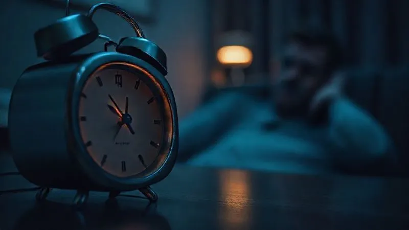 A photorealistic close-up of a digital clock showing late evening hours, with a subtle, blurred image of a restless person in the background, contrasting with a calm, dark room. Cinematic lighting highlights the clock's glow, sharp focus, depth of field, 8K, professional photography, shot on a high-end DSLR. A photorealistic close-up of a digital clock showing late evening hours, with a subtle, blurred image of a restless person in the background, contrasting with a calm, dark room. Cinematic lighting highlights the clock's glow, sharp focus, depth of field, 8K, professional photography, shot on a high-end DSLR.