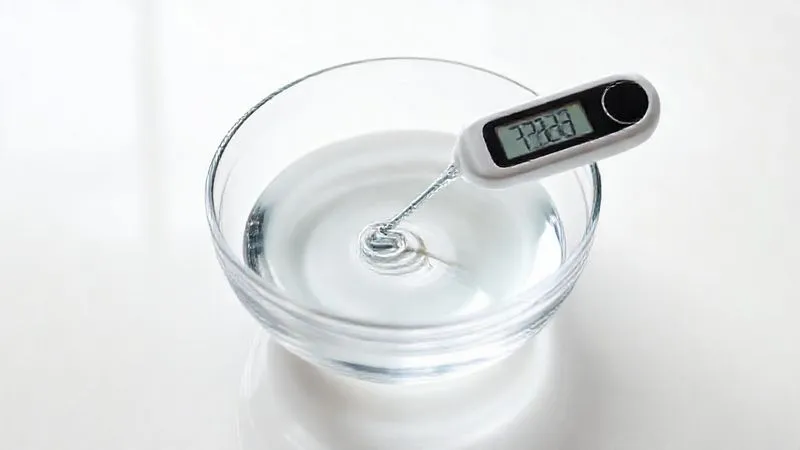 A photorealistic image of a digital thermometer accurately measuring the temperature of a clear gelatin mixture in a sleek glass bowl on a white countertop, soft diffused light highlighting the transparency, 8K, shot on high-end DSLR, emphasizing precision. A photorealistic image of a digital thermometer accurately measuring the temperature of a clear gelatin mixture in a sleek glass bowl on a white countertop, soft diffused light highlighting the transparency, 8K, shot on high-end DSLR, emphasizing precision.